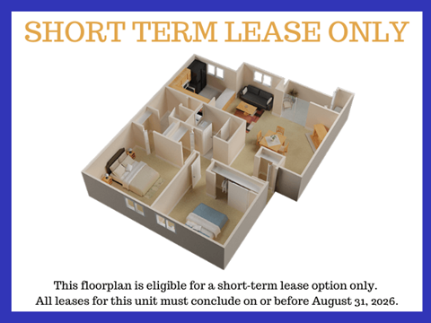 Floor plan for 2 beds, 2 baths, 1000 sqft
